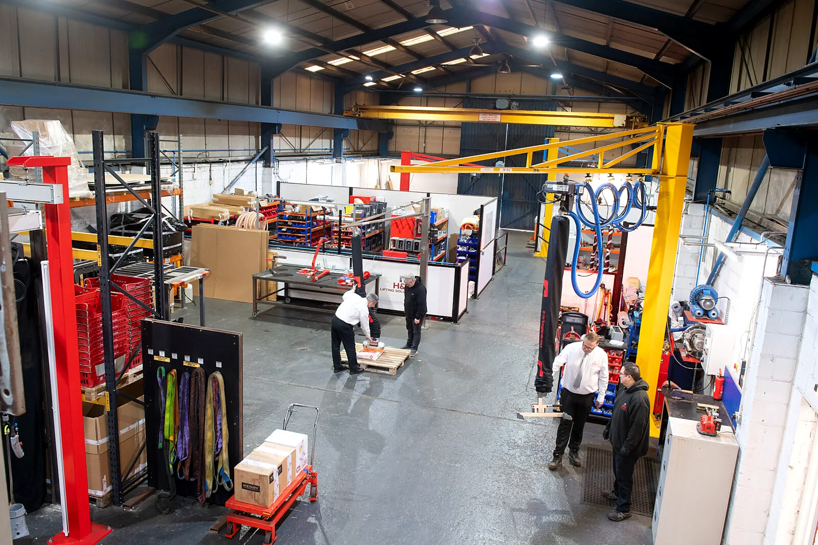 H&S Lifting workshop for industrial lifting systems.